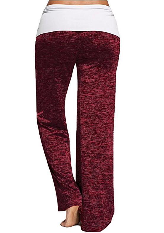 SZ60026-2 Женские свободные леггинсы для йоги с широкими штанинами Foldover Heather